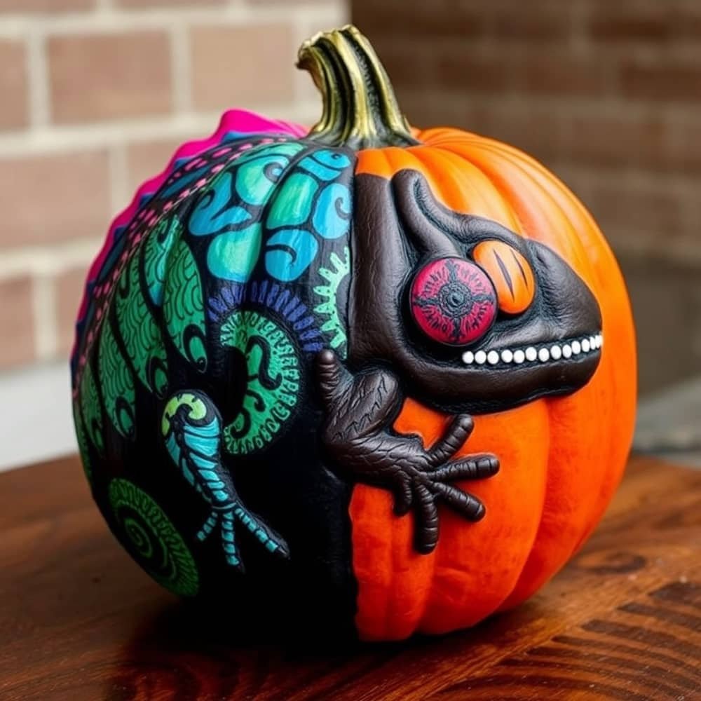 Chilling Chameleon Pumpkin