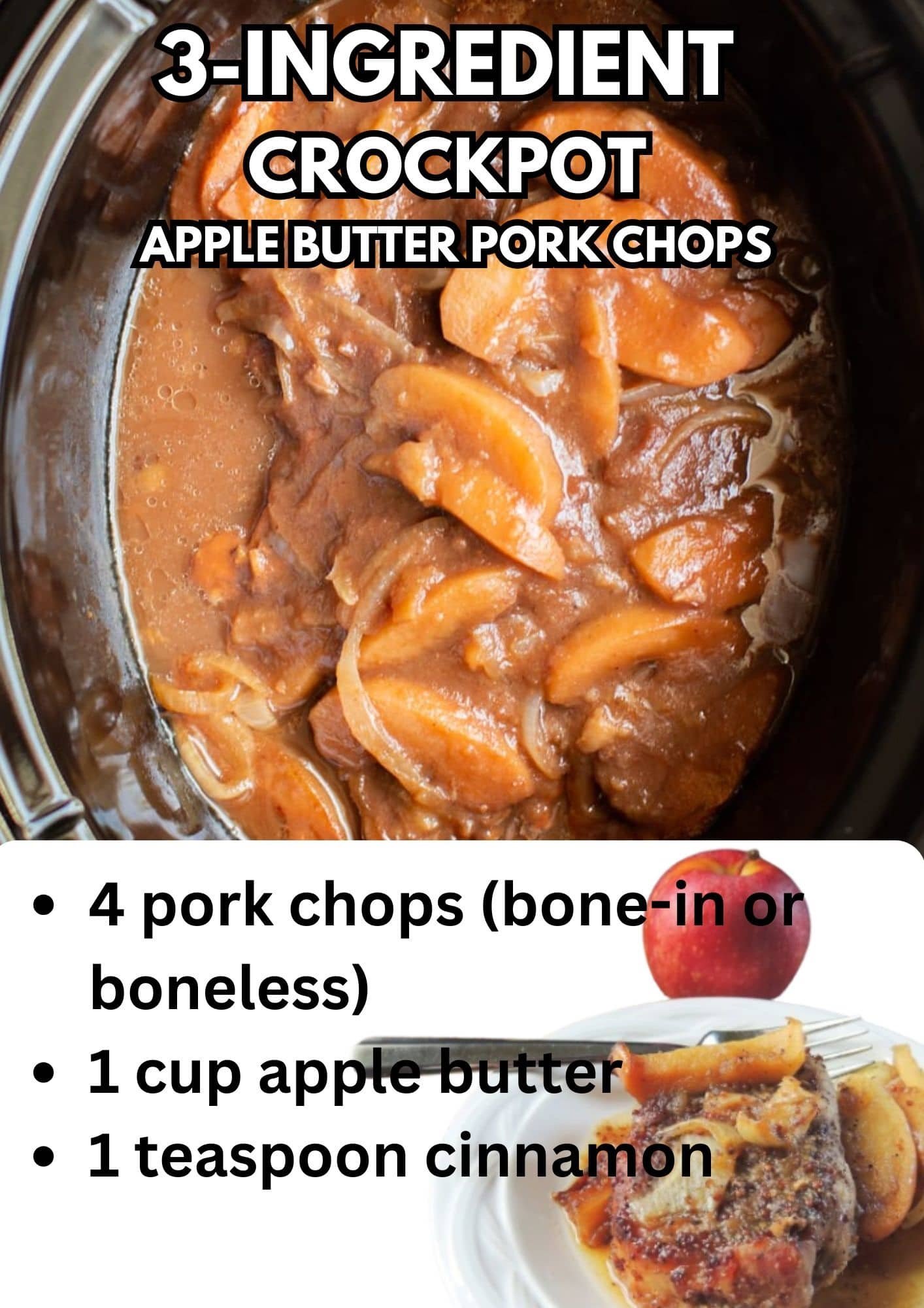 Crockpot Dump Dinners 3-Ingredient Apple Butter Pork Chops Recipe