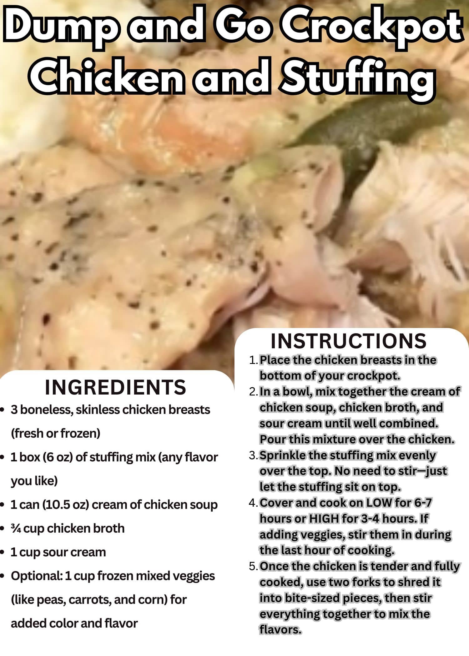 Dump and Go Crockpot Chicken and Stuffing