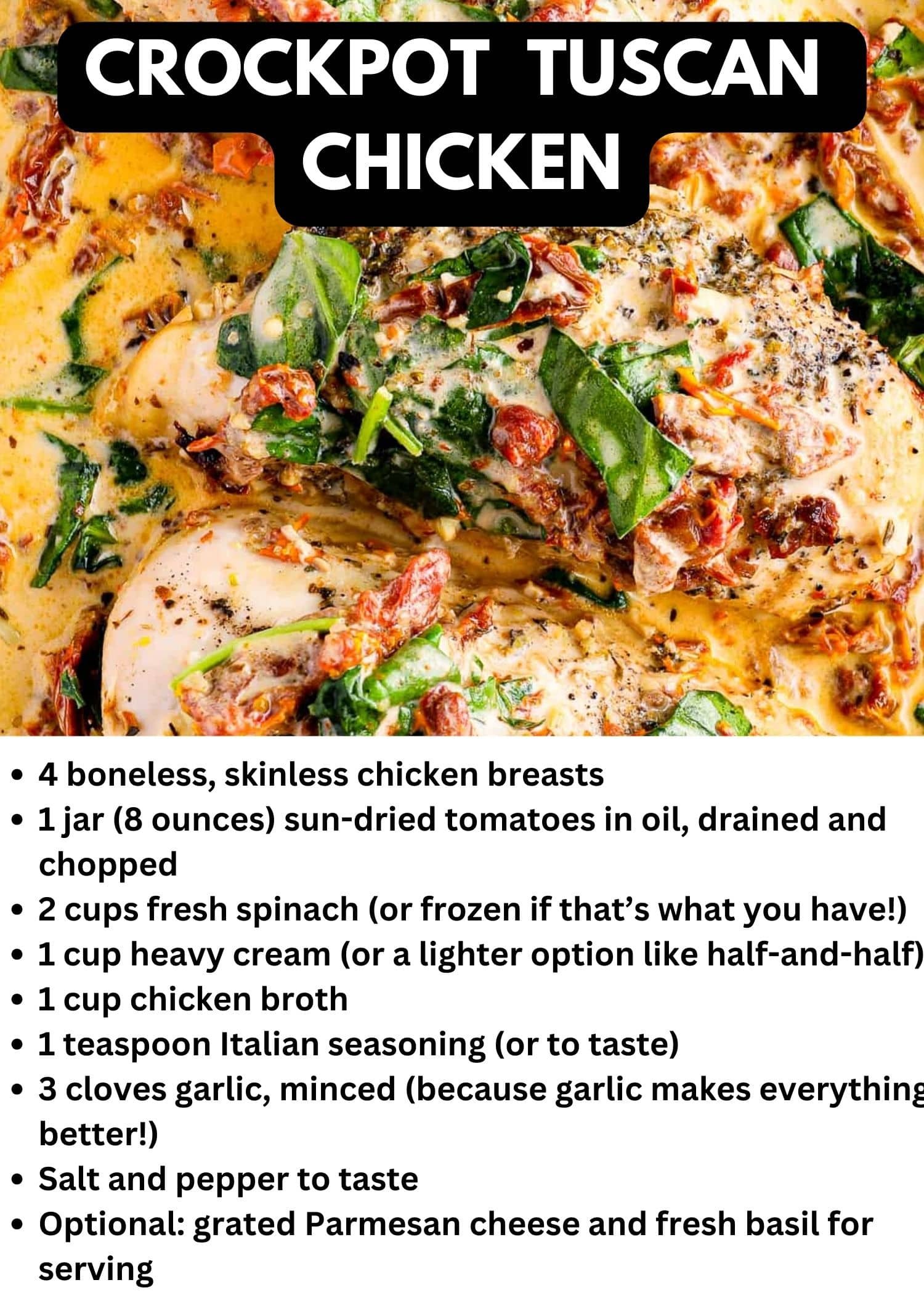 Crockpot Dump Dinners Tuscan Chicken