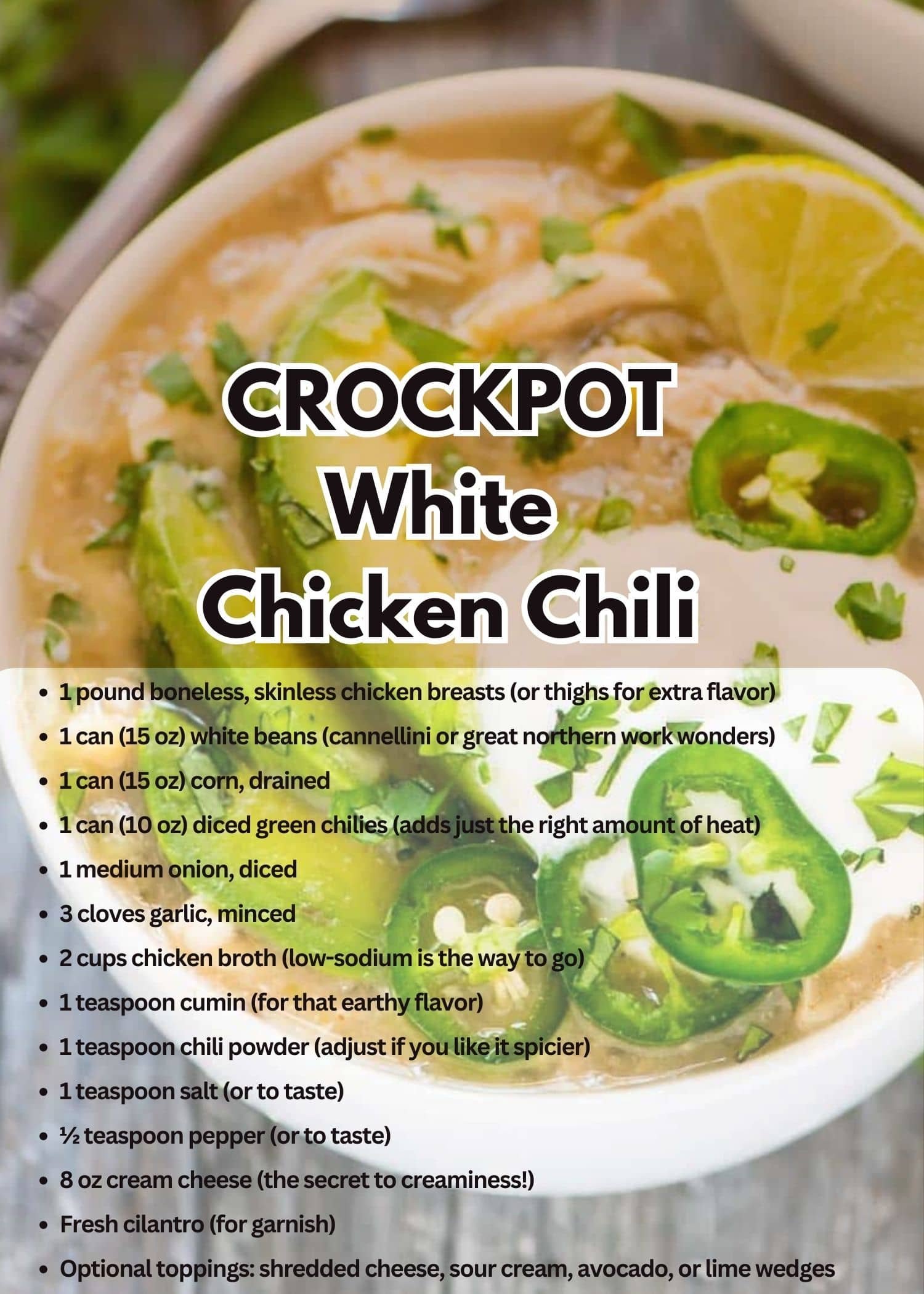 Crockpot Dump Dinners White Chicken Chili