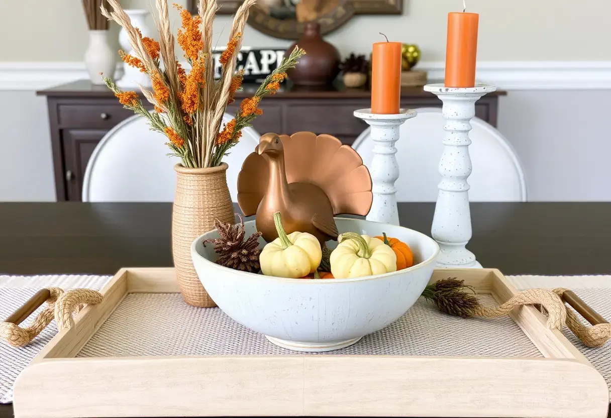 Thanksgiving Tablescape Idea Simple Tray-Based Tablescape for Easy Serving