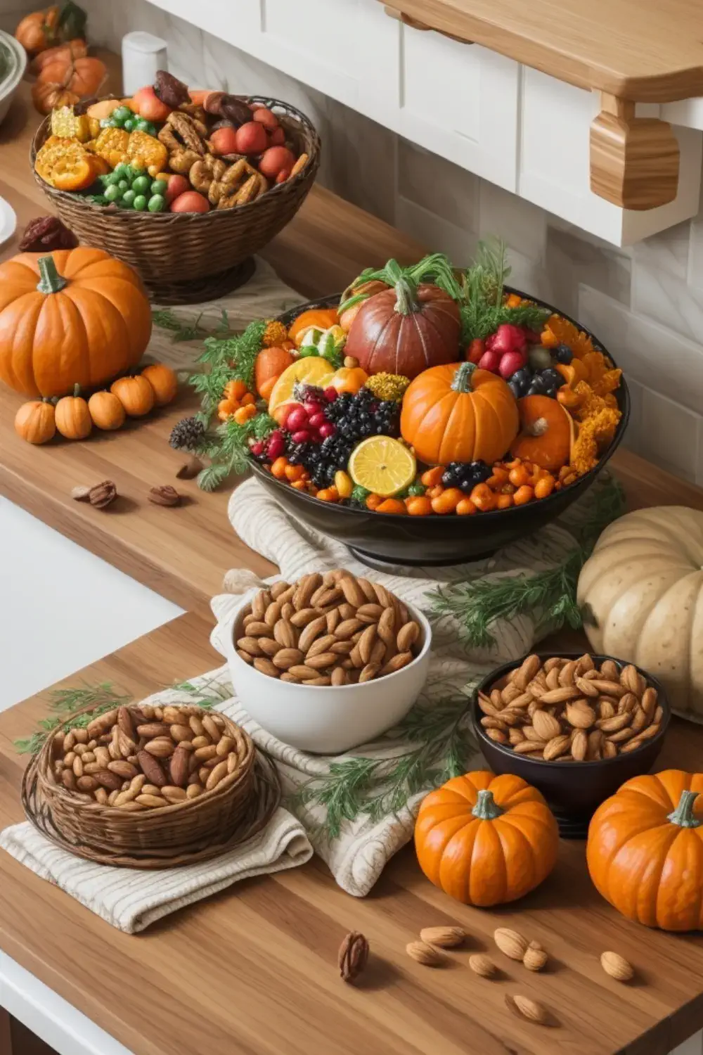 Thanksgiving home decor ideas Decorated Kitchen Island with Seasonal Touches