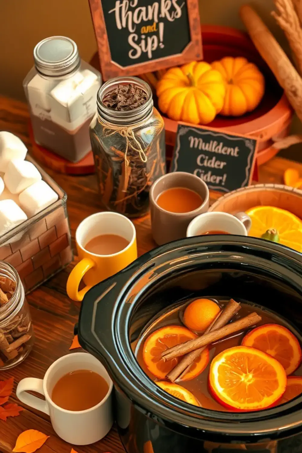 Thanksgiving home decor ideas Hot Chocolate and Mulled Cider Bar