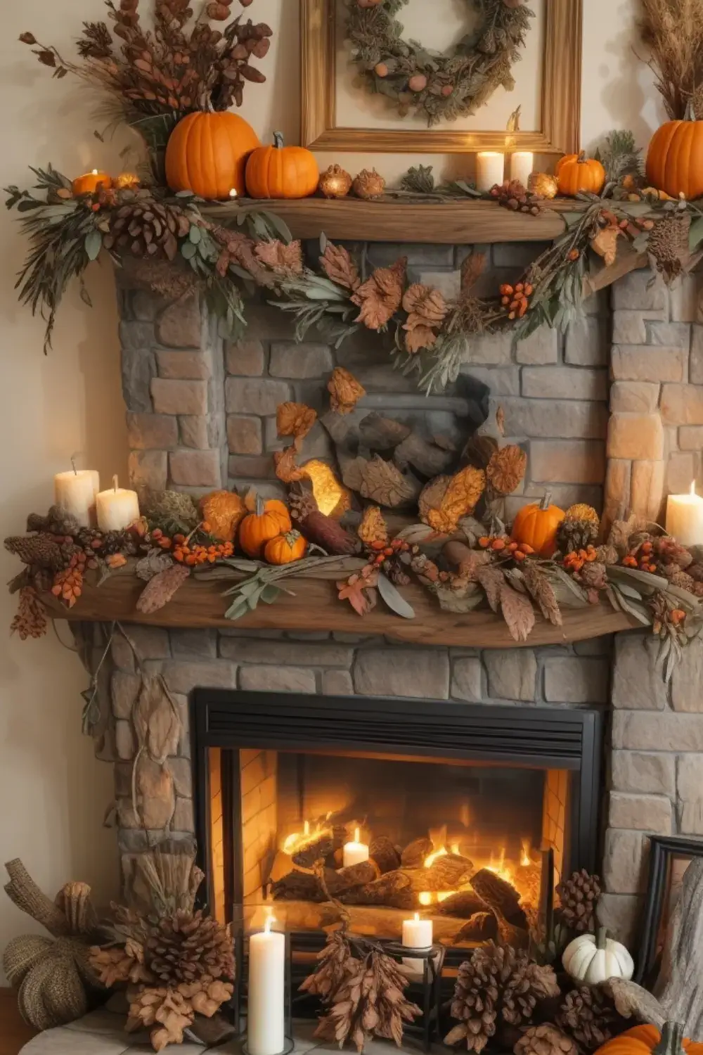 Thanksgiving home decor ideas Nature-Inspired Mantel Decor